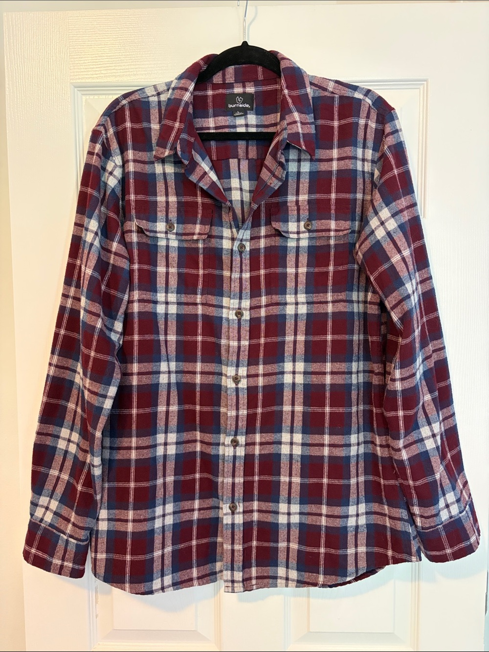 burnside Red and Blue Plaid Button-Down Shirt